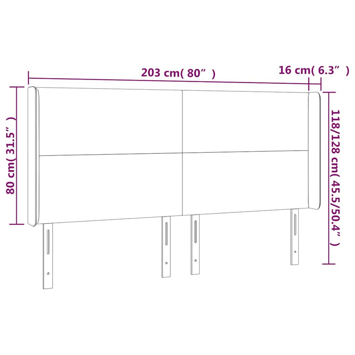 Tăblie de pat cu LED, verde închis, 203x16x118/128 cm, catifea - WALTI WALTI