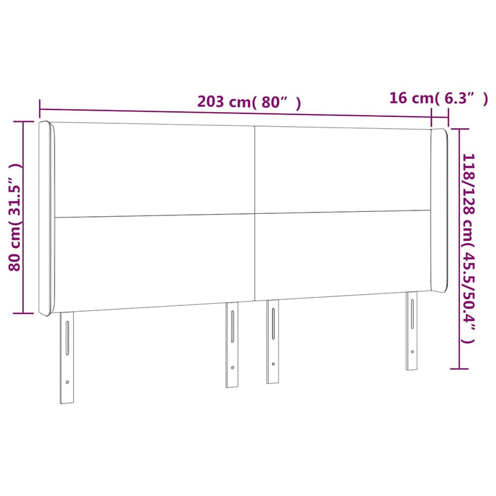 Tăblie de pat cu LED, albastru închis, 203x16x118/128cm catifea - WALTI WALTI
