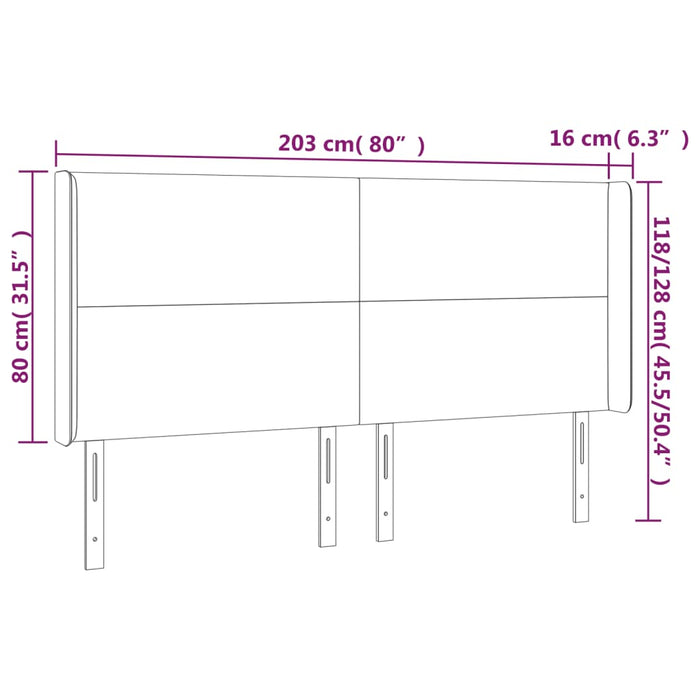 Tăblie de pat cu LED, roz, 203x16x118/128 cm, catifea - WALTI WALTI