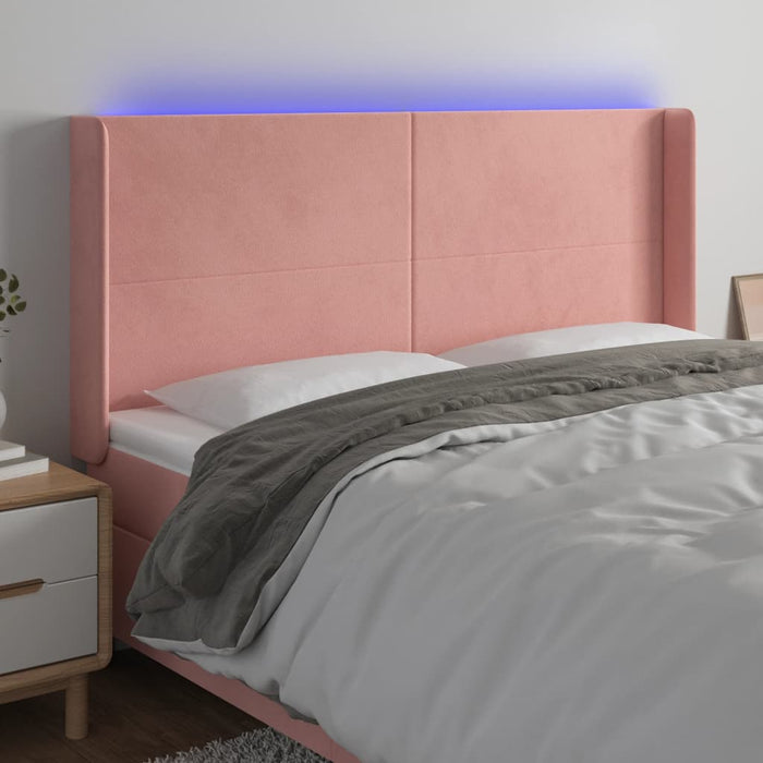 Tăblie de pat cu LED, roz, 203x16x118/128 cm, catifea - WALTI WALTI