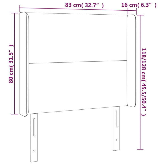 Tăblie de pat cu LED, negru, 83x16x118/128 cm, piele ecologică WALTI