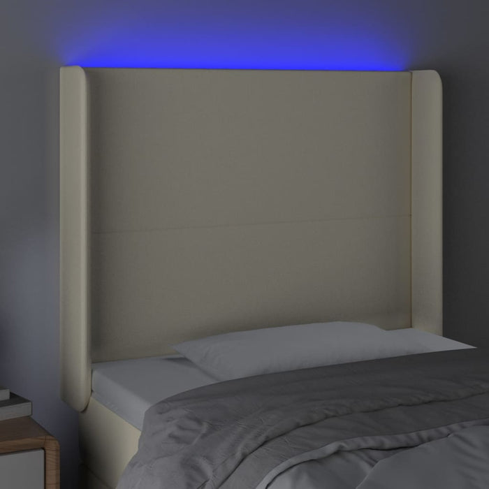 Tăblie de pat cu LED, crem, 83x16x118/128 cm, piele ecologică - WALTI WALTI