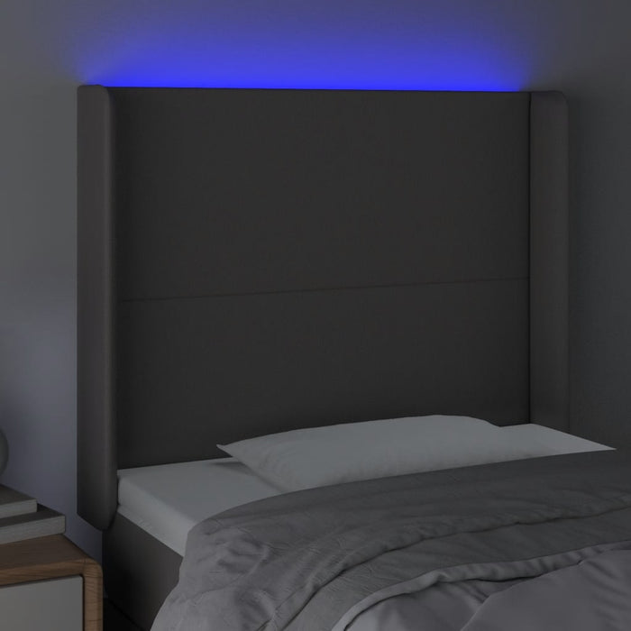 Tăblie de pat cu LED, gri , 83x16x118/128 cm, piele ecologică - WALTI WALTI