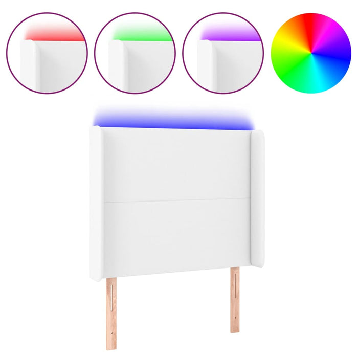 Tăblie de pat cu LED, alb, 93x16x118/128 cm, piele ecologică - WALTI WALTI
