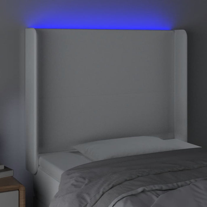 Tăblie de pat cu LED, alb, 93x16x118/128 cm, piele ecologică - WALTI WALTI