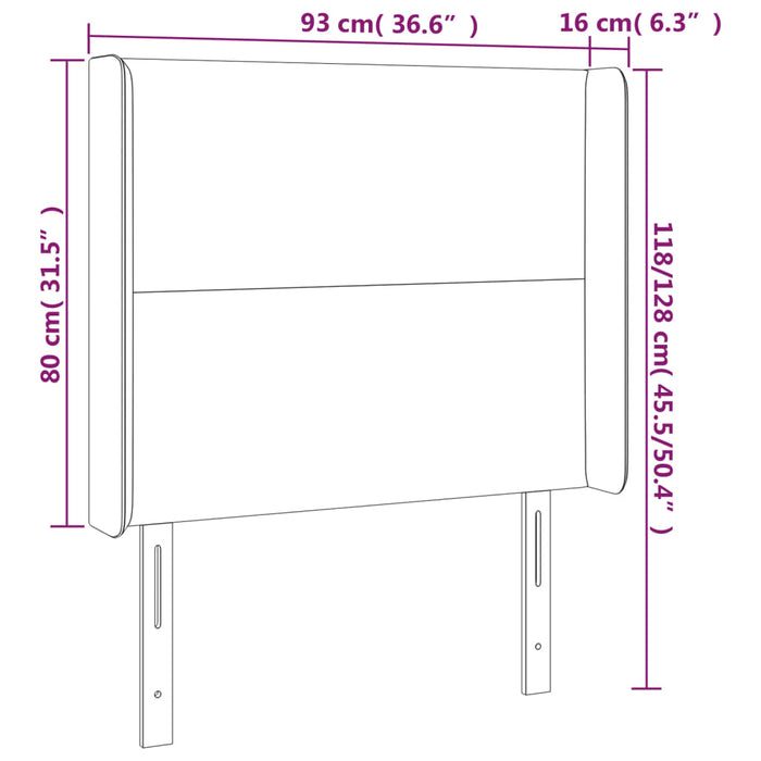 Tăblie de pat cu LED, alb, 93x16x118/128 cm, piele ecologică - WALTI WALTI