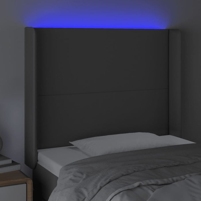 Tăblie de pat cu LED, gri , 93x16x118/128 cm, piele ecologică - WALTI WALTI