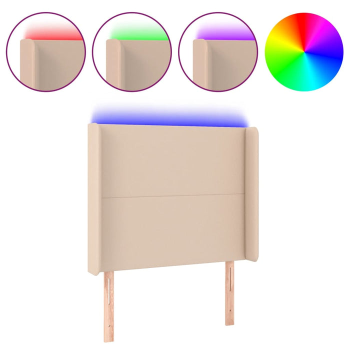 Tăblie de pat cu LED cappuccino 93x16x118/128cm piele ecologică - WALTI WALTI