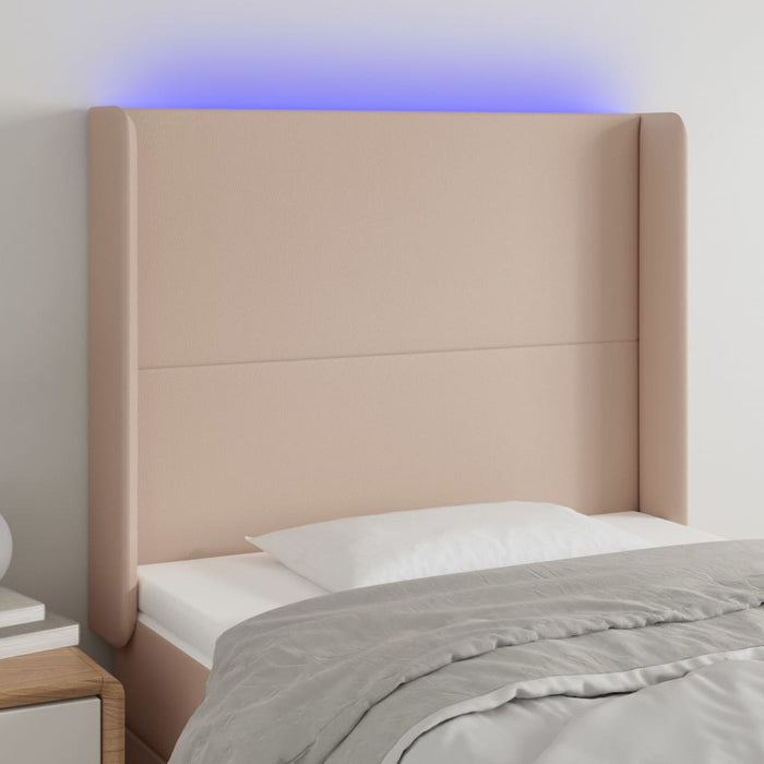 Tăblie de pat cu LED cappuccino 93x16x118/128cm piele ecologică - WALTI WALTI