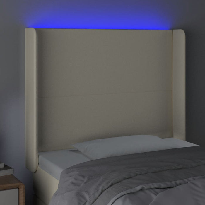 Tăblie de pat cu LED, crem, 103x16x118/128 cm, piele ecologică - WALTI WALTI