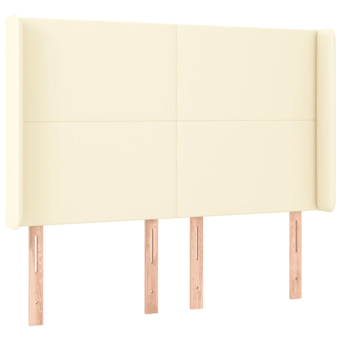 Tăblie de pat cu LED, crem, 147x16x118/128 cm, piele ecologică - WALTI WALTI