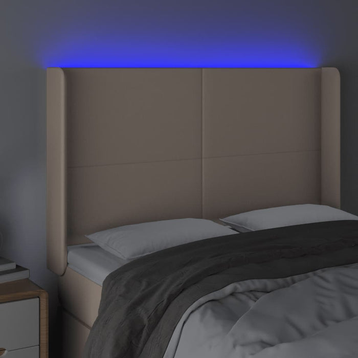 Tăblie de pat cu LED, cappuccino, 147x16x118/128 cm, piele eco - WALTI WALTI