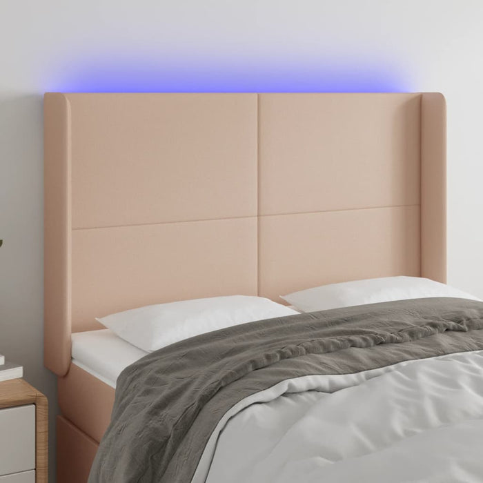 Tăblie de pat cu LED, cappuccino, 147x16x118/128 cm, piele eco - WALTI WALTI