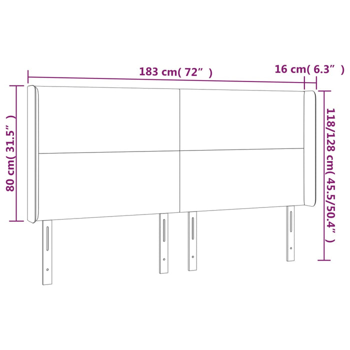 Tăblie de pat cu LED, cappuccino, 183x16x118/128 cm, piele eco WALTI