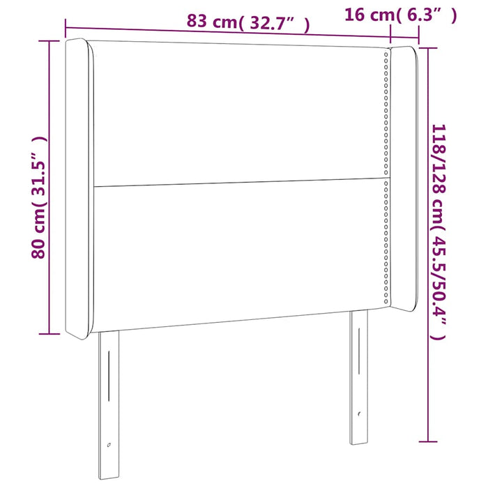 Tăblie de pat cu LED, negru, 83x16x118/128 cm, textil - WALTI WALTI