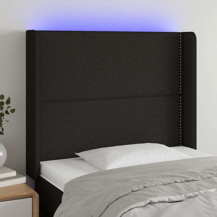 Tăblie de pat cu LED, negru, 83x16x118/128 cm, textil - WALTI WALTI