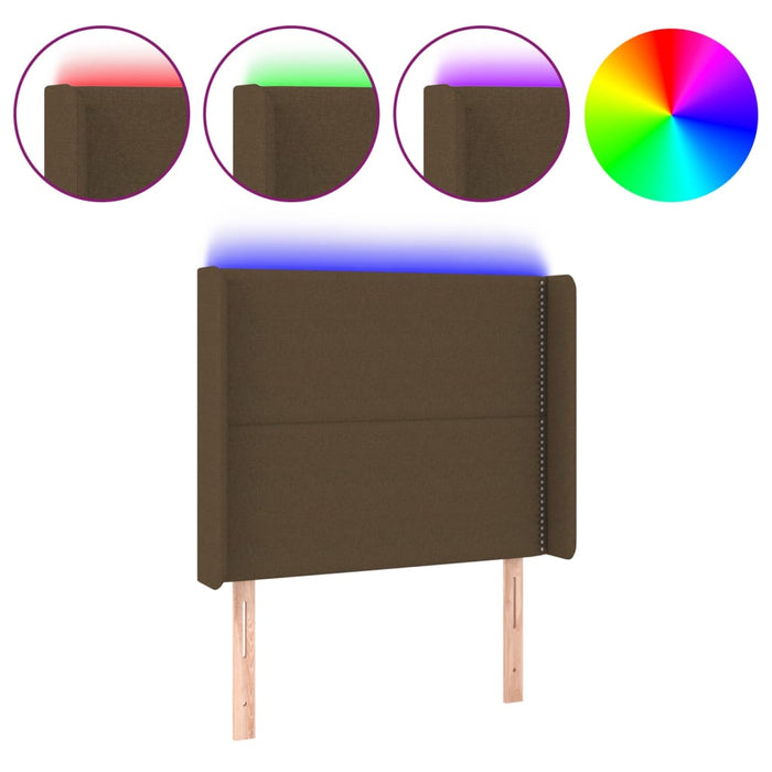 Tăblie de pat cu LED, maro închis, 93x16x118/128 cm, textil - WALTI WALTI