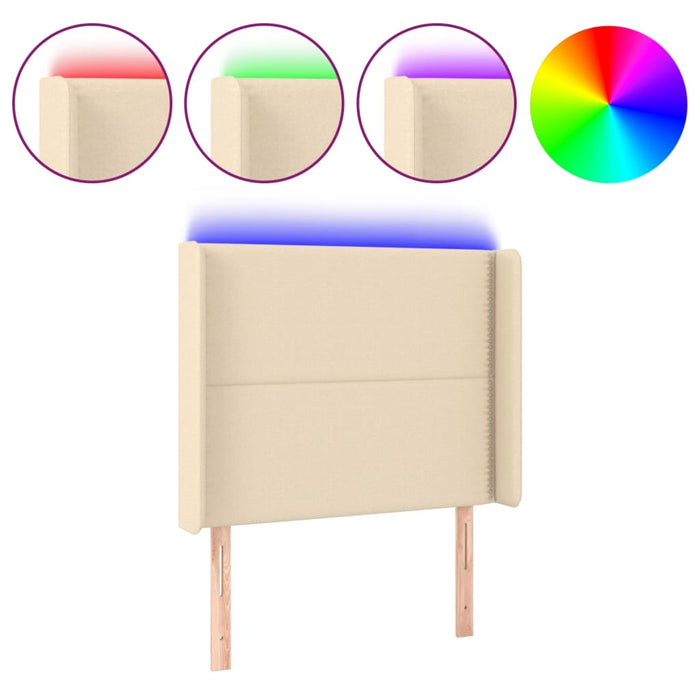 Tăblie de pat cu LED, crem, 93x16x118/128 cm, textil - WALTI WALTI