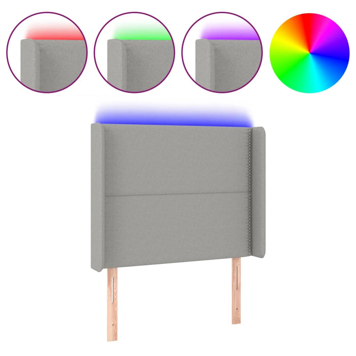 Tăblie de pat cu LED, gri deschis, 103x16x118/128 cm, textil - WALTI WALTI