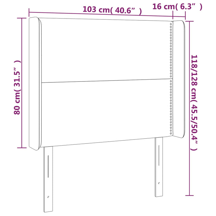 Tăblie de pat cu LED, maro închis, 103x16x118/128 cm, textil - WALTI WALTI