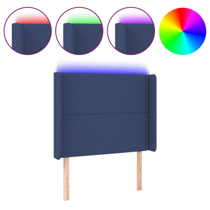 Tăblie de pat cu LED, albastru, 103x16x118/128 cm, textil - WALTI WALTI