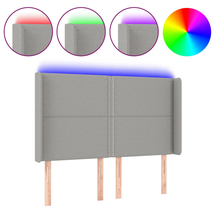 Tăblie de pat cu LED, gri deschis, 147x16x118/128 cm, textil - WALTI WALTI