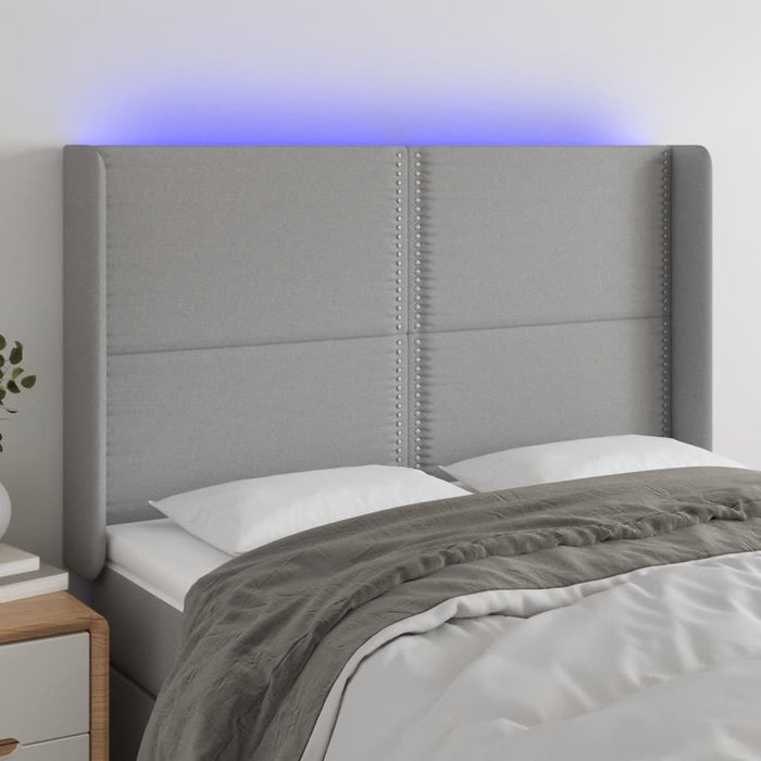 Tăblie de pat cu LED, gri deschis, 147x16x118/128 cm, textil - WALTI WALTI