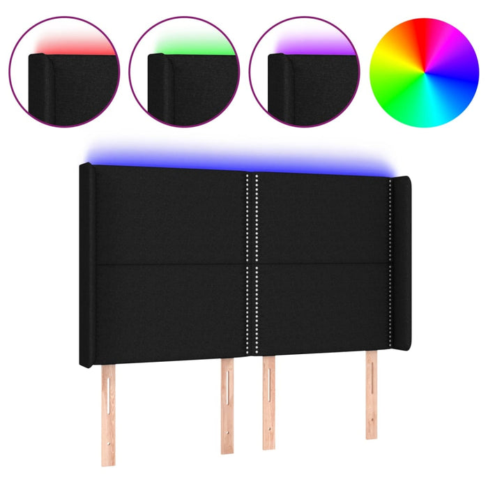 Tăblie de pat cu LED, negru, 147x16x118/128 cm, textil - WALTI WALTI