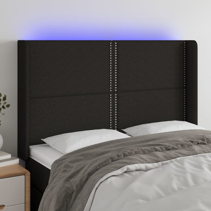 Tăblie de pat cu LED, negru, 147x16x118/128 cm, textil - WALTI WALTI
