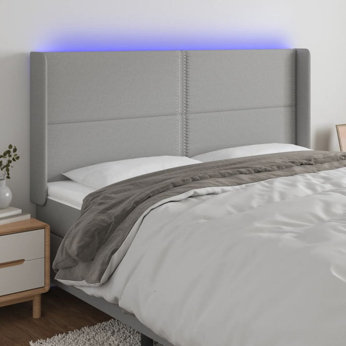 Tăblie de pat cu LED, gri deschis, 183x16x118/128 cm, textil - WALTI WALTI
