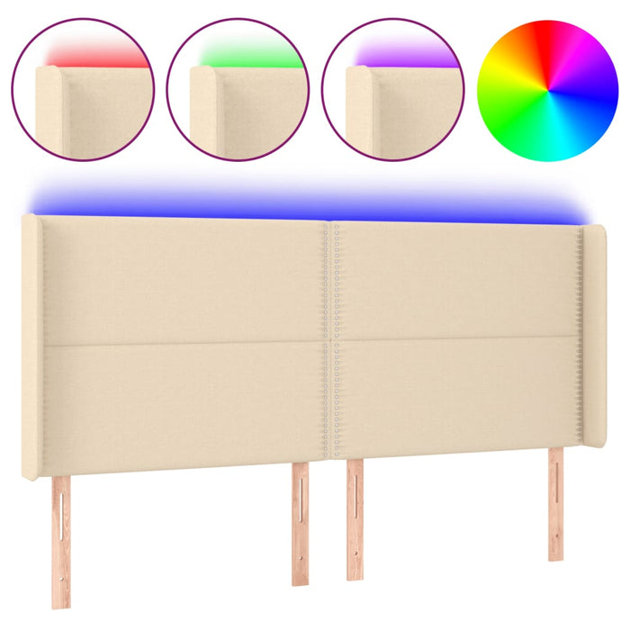 Tăblie de pat cu LED, crem, 183x16x118/128 cm, textil - WALTI WALTI