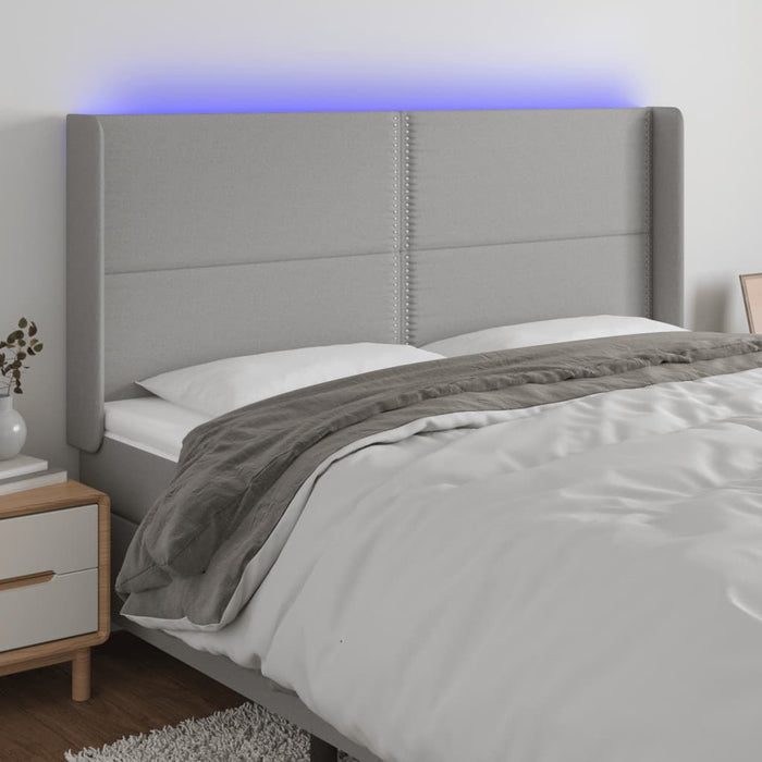 Tăblie de pat cu LED, gri deschis, 203x16x118/128 cm, textil - WALTI WALTI
