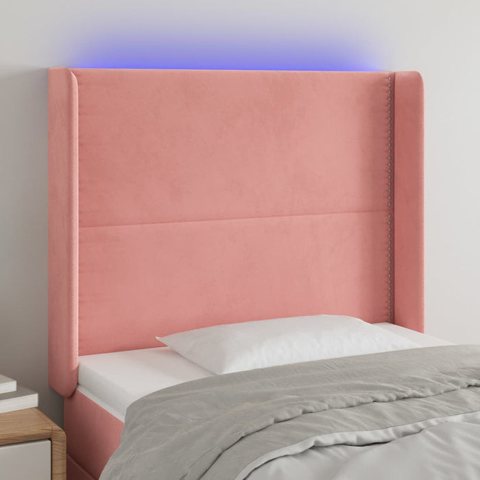 Tăblie de pat cu LED, roz, 83x16x118/128 cm, catifea - WALTI WALTI