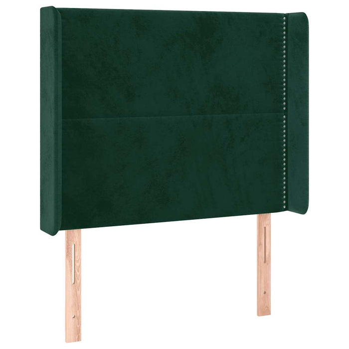 Tăblie de pat cu LED, verde închis, 93x16x118/128cm, catifea - WALTI WALTI