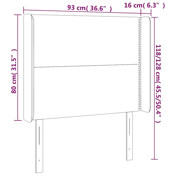 Tăblie de pat cu LED, albastru închis, 93x16x118/128cm, catifea WALTI