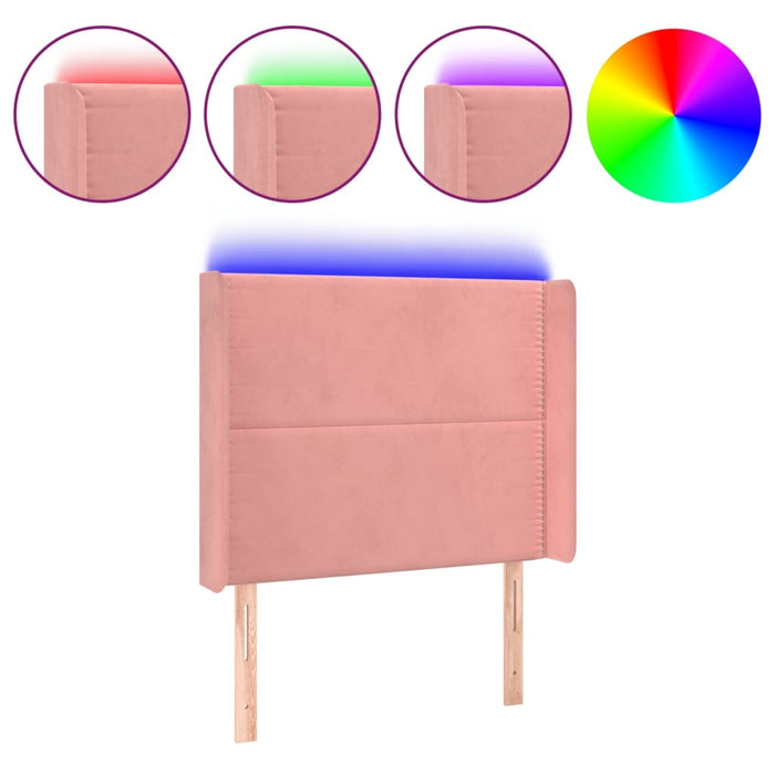 Tăblie de pat cu LED, roz, 93x16x118/128 cm, catifea - WALTI WALTI