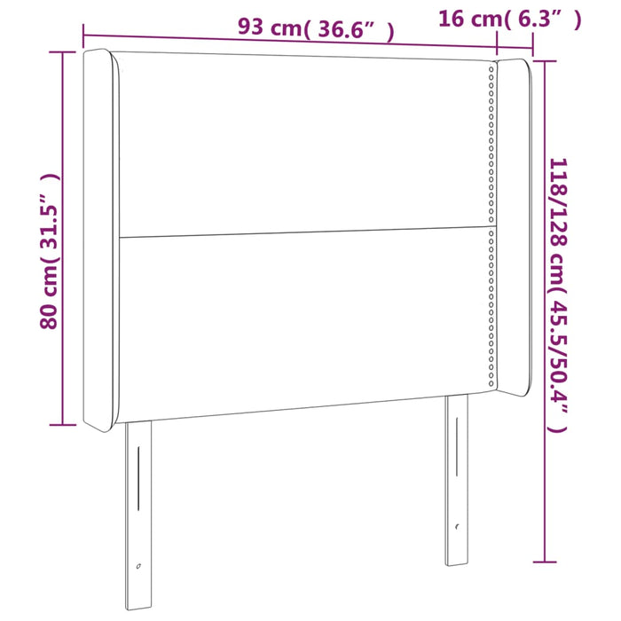 Tăblie de pat cu LED, roz, 93x16x118/128 cm, catifea - WALTI WALTI