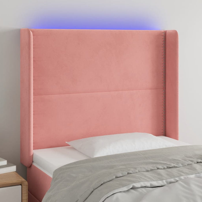 Tăblie de pat cu LED, roz, 93x16x118/128 cm, catifea - WALTI WALTI