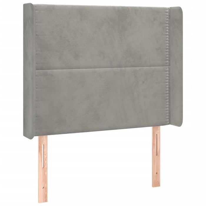 Tăblie de pat cu LED, gri deschis, 103x16x118/128 cm, catifea - WALTI WALTI