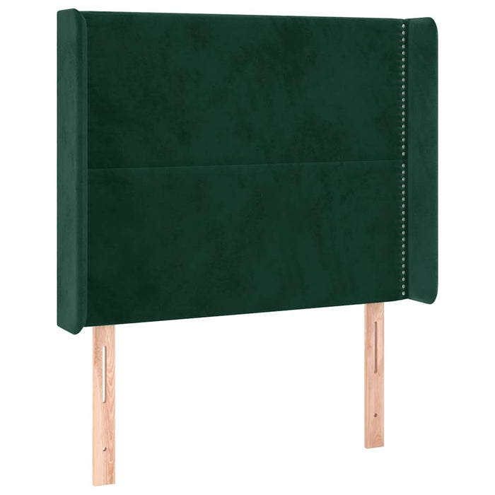 Tăblie de pat cu LED, verde închis, 103x16x118/128 cm, catifea - WALTI WALTI