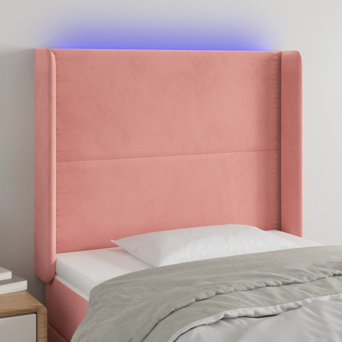 Tăblie de pat cu LED, roz, 103x16x118/128 cm, catifea - WALTI WALTI