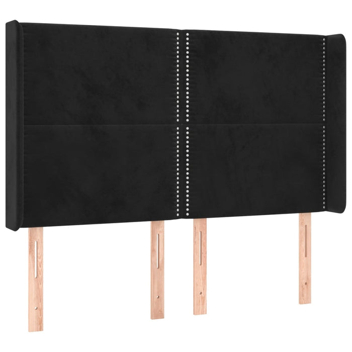 Tăblie de pat cu LED, negru, 147x16x118/128 cm, catifea - WALTI WALTI