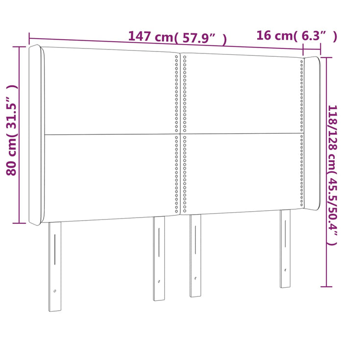 Tăblie de pat cu LED, negru, 147x16x118/128 cm, catifea - WALTI WALTI
