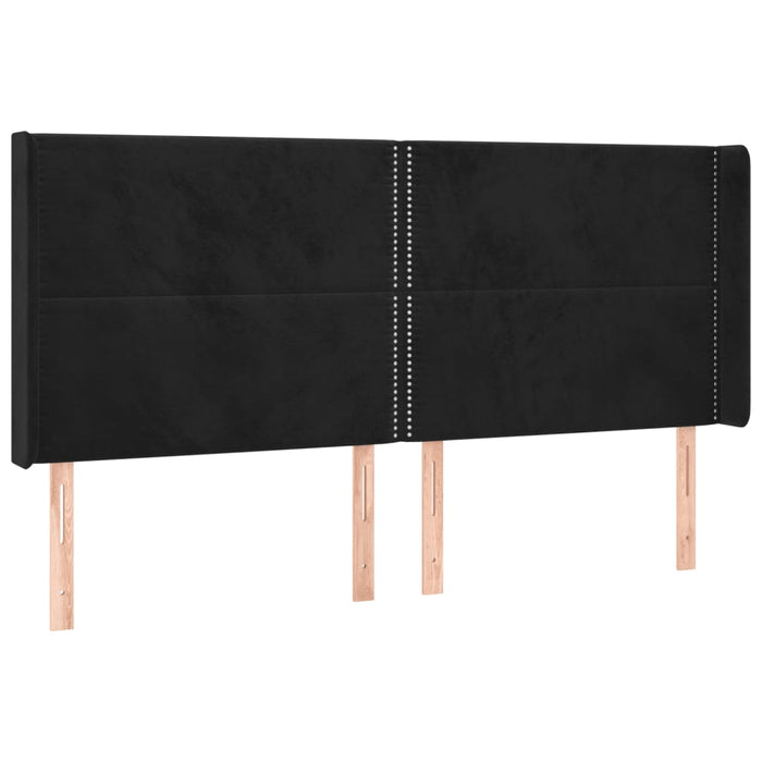 Tăblie de pat cu LED, negru, 163x16x118/128 cm, catifea - WALTI WALTI
