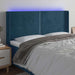 Tăblie de pat cu LED, albastru închis, 163x16x118/128cm catifea - WALTI WALTI
