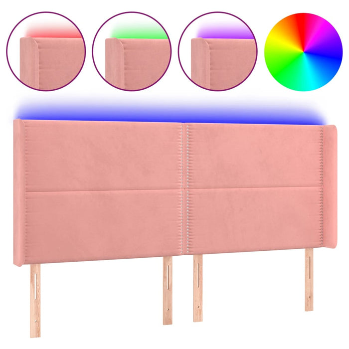 Tăblie de pat cu LED, roz, 163x16x118/128 cm, catifea - WALTI WALTI