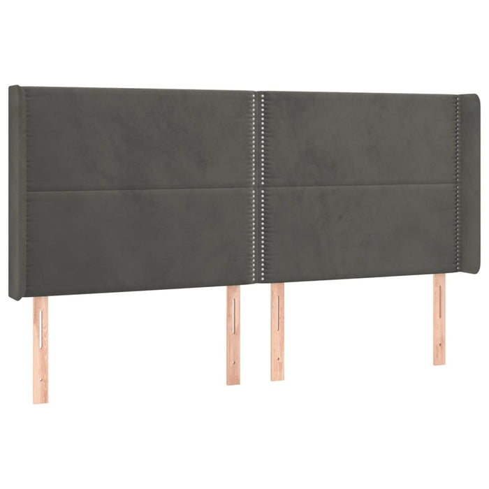 Tăblie de pat cu LED, gri închis, 183x16x118/128 cm, catifea - WALTI WALTI