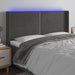 Tăblie de pat cu LED, gri închis, 183x16x118/128 cm, catifea - WALTI WALTI