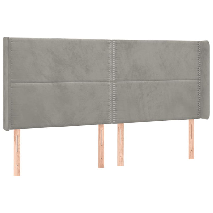 Tăblie de pat cu LED, gri deschis, 203x16x118/128 cm, catifea - WALTI WALTI
