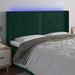 Tăblie de pat cu LED, verde închis, 203x16x118/128 cm, catifea - WALTI WALTI
